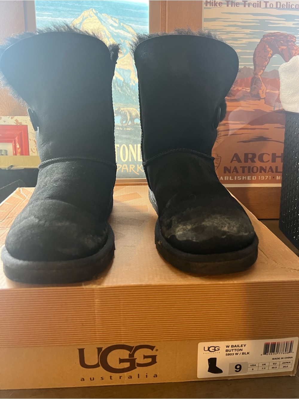 UGG Women’s Black Bailey Button Short Boot